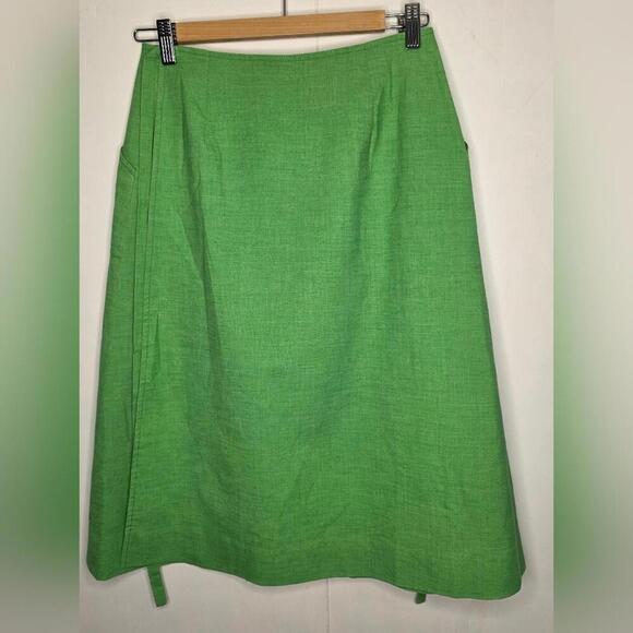 Vintage Green Linen Wrap around Skirt 28 inch waist - Picture 5 of 9